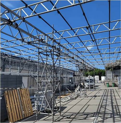 Image of process for job done at sure temporary fibre factory by Apex roofing and scaffolding